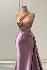 Sexy Purple Mermaid One-Shoulder Prom Dress