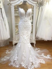 2024 Mermaid Sweetheart Lace Spaghetti Straps Wedding Dresses