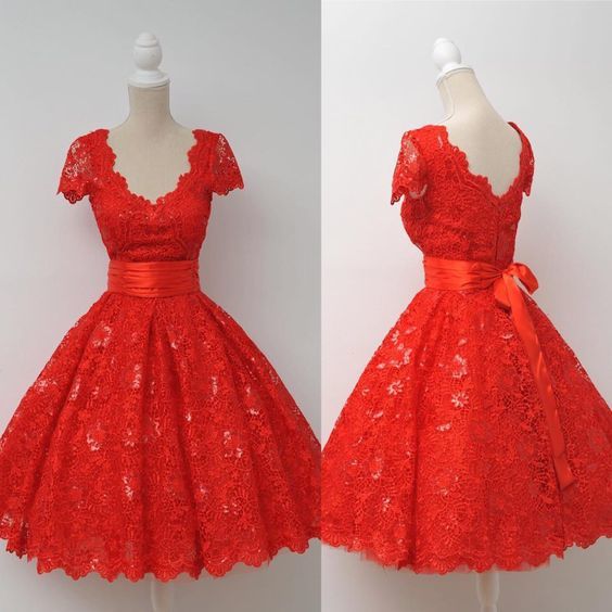 Red Homecoming Dress,Lace Homecoming Dress,Cute Homecoming Dress