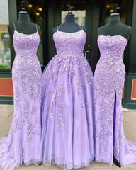 2024 lavender lace long prom dresses formal dresses