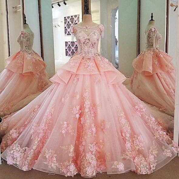evening dress lace beading ball gown long party formal dress