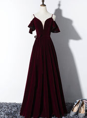 Elegant Velvet Long Bridesmaid Dress , Charming Party Gowns