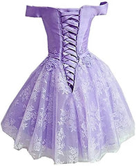 Lavender Lace and Satin Sweetheart Homecoming Dress, Lavender Short Prom Dress