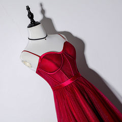 Lovely Dark Red Sweetheart Tulle Prom Dress, Wine Red Evening Dress Homecoming Dress
