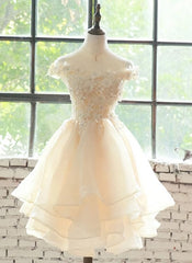 Lovely Flowers Organza Layers Short Party Dress, Cute Homecoming Dress Prom Dress