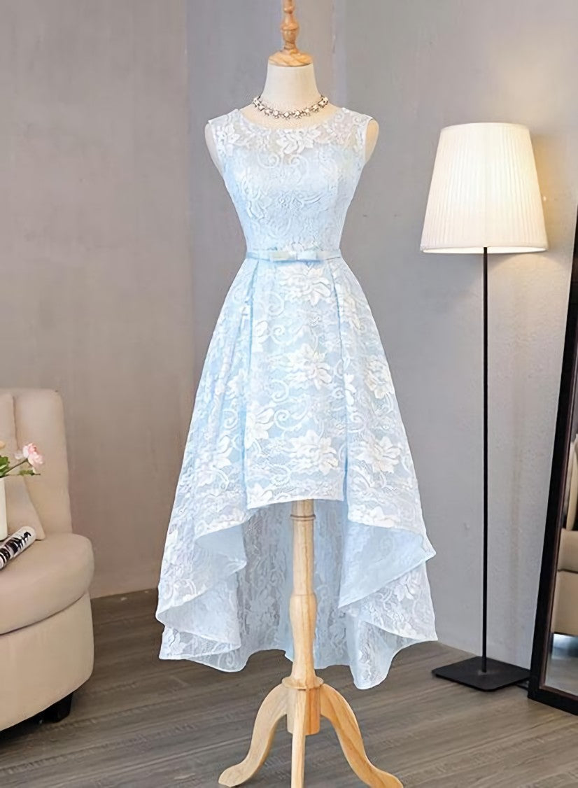 Lovely Light Blue High Low Party Dress , Cute Formal Dress