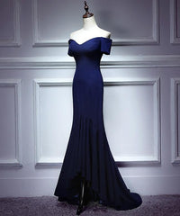 Navy Blue Mermaid Sweetheart Long Evening Dress, Blue Prom Dresses