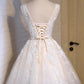 Scoop Neckline Short Ivory Lace Cute Homecoming Prom Dresses, Affordable Short Party Prom Dresses, Perfect Homecoming Dresses