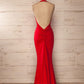 Red Fitted Halter Maxi Dress, Red Prom Dress, Sexy Prom Dress, Backless Evening Dress, Formal Dress for Woman
