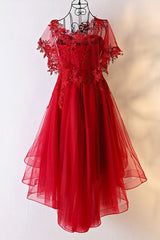 Red Sweetheart Tulle High Low Homecoming Dress , Red Party Dress