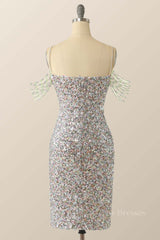 Sparkle Silver Sequin Tassels Bodycon Dress